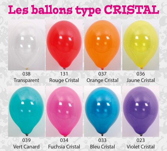 Toutes les couleurs de ballons cristal