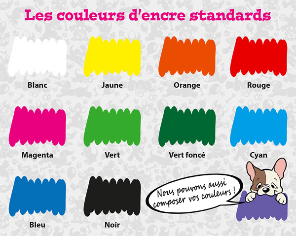 Toutes nos couleurs d'encre standards