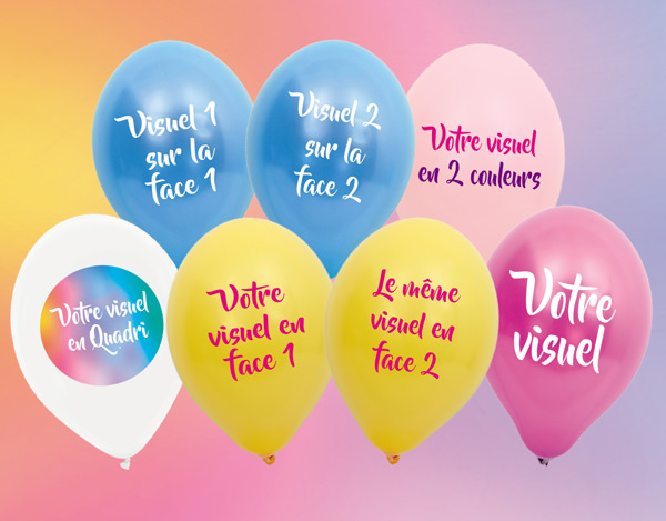 Différentes configurations de marquage sur ballons de baudruche