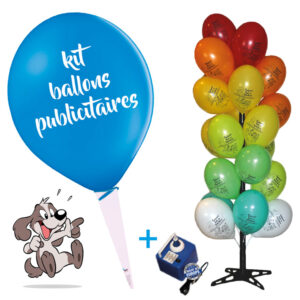 Kit ballons publicitaires avec arbre PVC, gonfleur et tiges carton