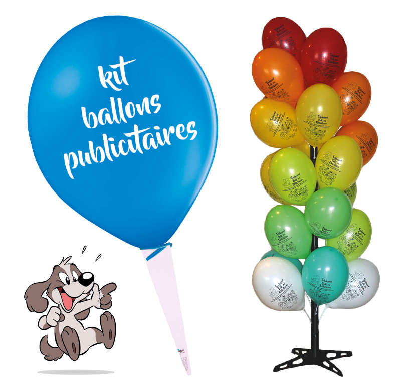 Kit ballons publicitaires avec arbre PVC et tiges carton